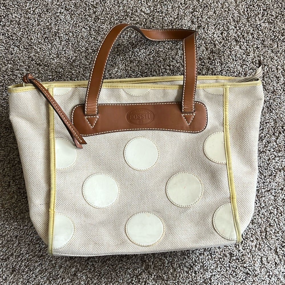 Fossil women’s canvas and faux leather purse
